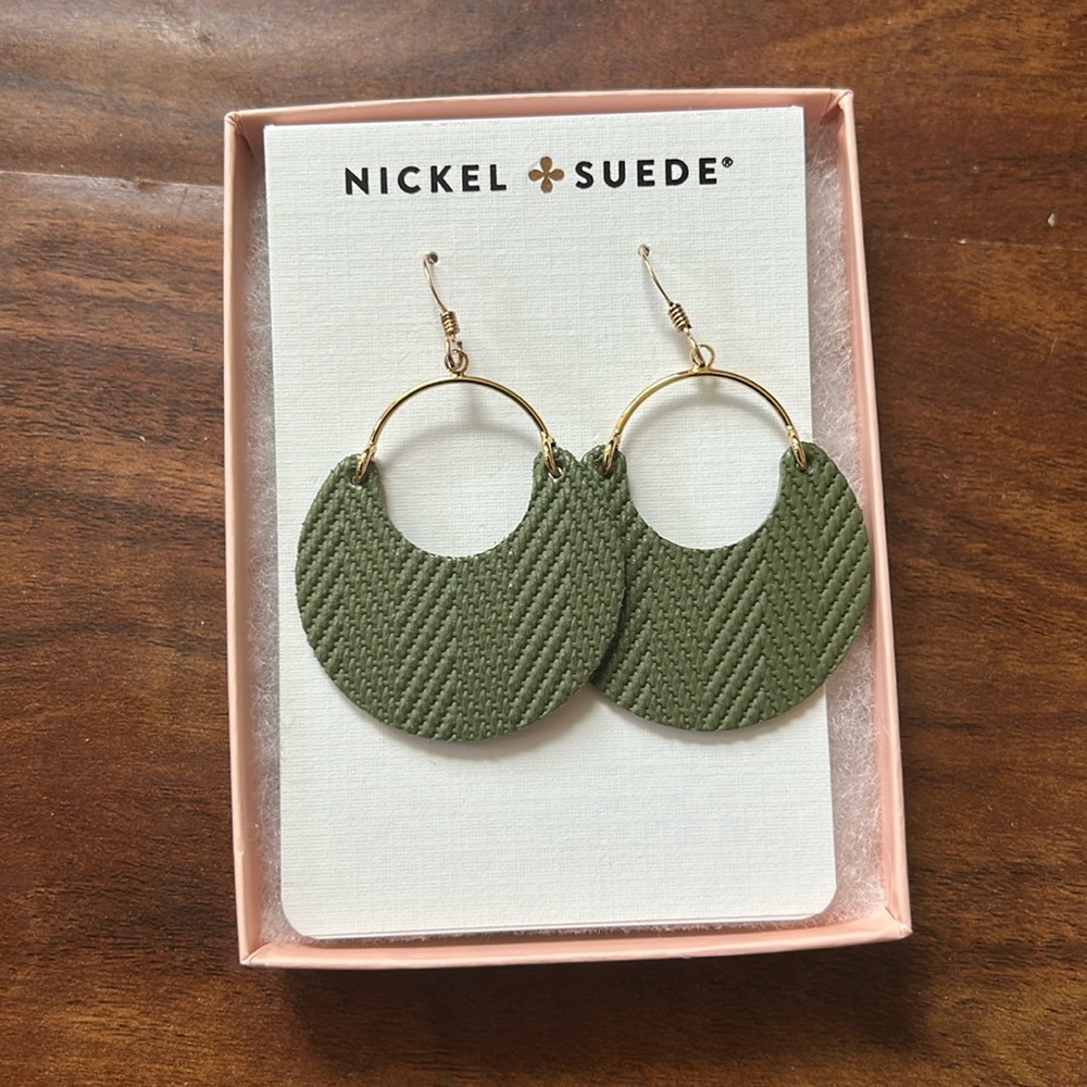 Nickel and suede green palm Nina’s.